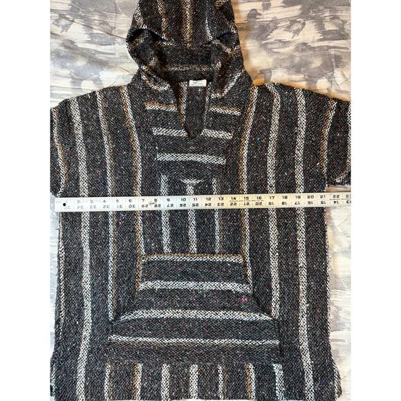 Mexican Baja Hoodie Gray Black Drug Rug Pocket Men’s size Medium - Picture 6 of 9
